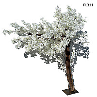 Голямо извито изкуствено дърво бяла Японска вишна за декор 1.5 метра - PL311